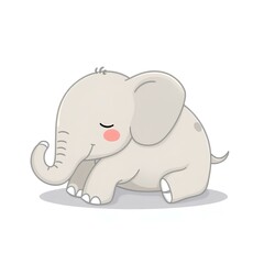 Fototapeta premium Cartoon styled cute sleeping elephant baby isolated on white