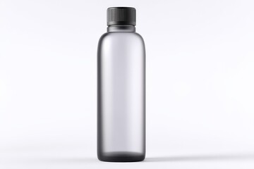 Sleek frosted glass bottle with a black cap. Perfect for showcasing your product in a minimalist style.