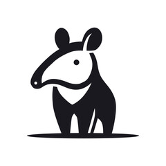 Stylized Black and White Tapir Icon