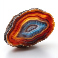 Colorful banded agate slice.  Intricate patterns of vibrant hues