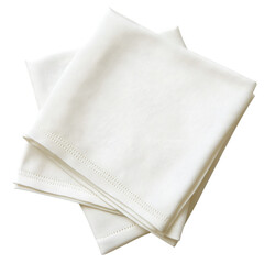 Folded White Cloth Napkins Stacked with Delicate Edge Stitching Detail