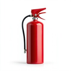 Fototapeta premium Bright Red Fire Extinguisher on White Background for Safety and Emergency Use
