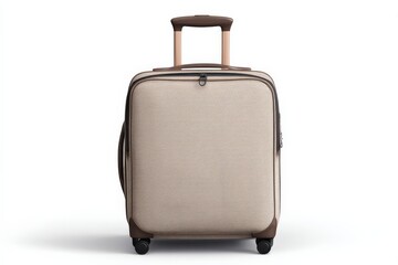 Beige carry-on suitcase with brown accents, ready for your next adventure!