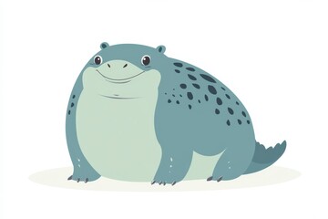 Fototapeta premium Cute and Round Cartoon Frog Character with Polka Dots and Smile