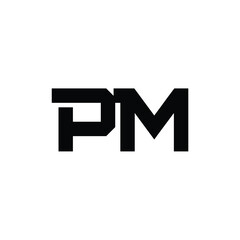 Obraz premium PM monogram logo design letter text name symbol monochrome logotype alphabet character simple logo