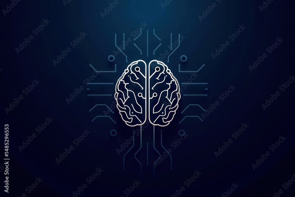 Poster a brain is shown in a blue background with a white outline