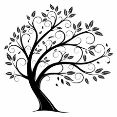 Obraz premium Clean Vector Silhouette of a Tree with Leaves