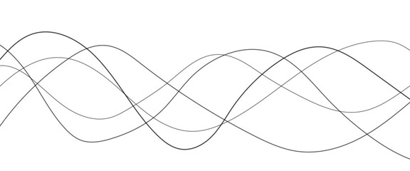 Thin wavy line abstract background. Abstract black lines wave curve motion on white background. Vector Illustration. 
