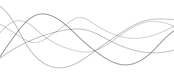 Thin wavy line abstract background. Abstract black lines wave curve motion on white background. Vector Illustration. 