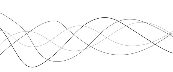 Thin wavy line abstract background. Abstract black lines wave curve motion on white background. Vector Illustration. 