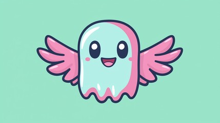 Obraz premium Cute Ghost Flying; Pastel Background