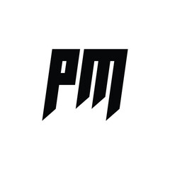 PM monogram logo design letter text name symbol monochrome logotype alphabet character simple logo