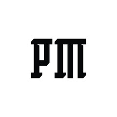 PM monogram logo design letter text name symbol monochrome logotype alphabet character simple logo