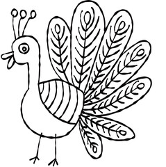 北欧風　ラインアート_Bird11