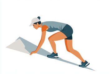 Obraz premium Female Athlete Climbing Mountain Graphic Illustration in Action