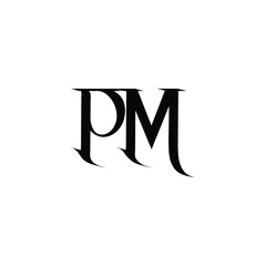 PM monogram logo design letter text name symbol monochrome logotype alphabet character simple logo