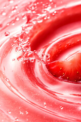 Juice splash wave , Splash of fruit juice and fresh strawberries and orange