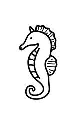 Naklejka premium Simple black and white vector illustration of a seahorse, perfect for nautical themes, marine life designs, and educational materials. Ideal for nature and ocean-inspired projects.