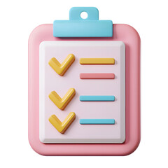 Digital illustration of a pastel-colored clipboard with checkmarks, displaying a simple to-do list.