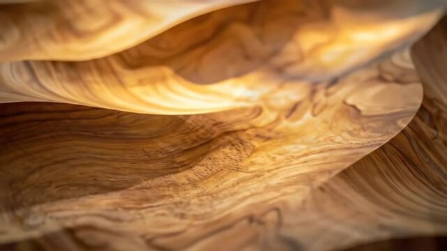 Abstract Wooden Waves Design With Warm Light