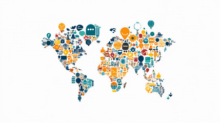 Fototapeta premium Fragment of a broken world map on a black background.