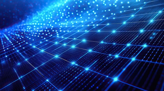 Blue solar panel pattern with high-resolution royalty-free tech asset perfect for digital design presentations websites marketing UI futuristic projects data visualization and in