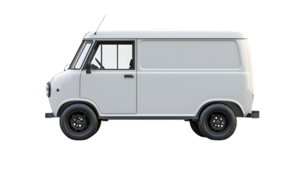 White Delivery Van on White Background Isolated - Professional Image Usage