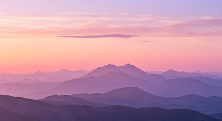 Obraz premium Mountain Range at Dusk with Pastel Colored Sky