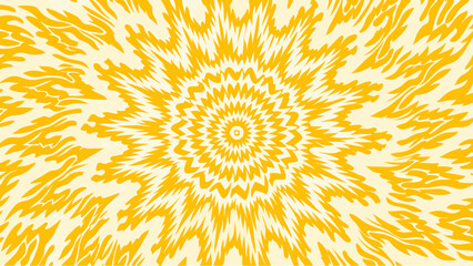 Abstract yellow and white radial pattern with a central eye like design forming a starburst effect