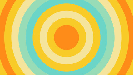 Concentric circles pattern with orange yellow and blue tones creating a retro style design effect