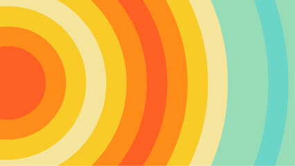 Abstract concentric circles pattern with warm and cool colors transitioning from orange to light blue hue