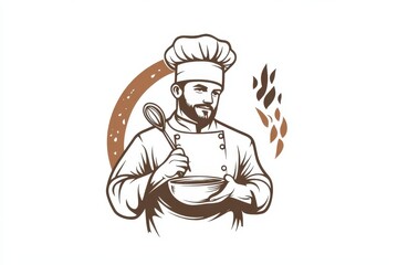 Professional Chef Mixing Ingredients in a Bowl with Whisk