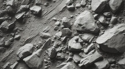 Gray rocky debris field