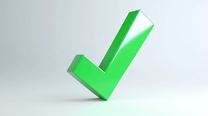 A glossy green check mark, a symbol of approval and success.