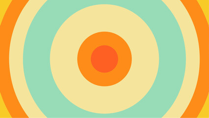 Abstract concentric circles pattern with orange, yellow, and teal color palette design element