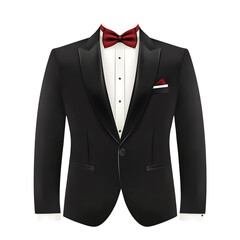 Elegant Tuxedo Advertisement on White Background for Formal Events and Special Occasions