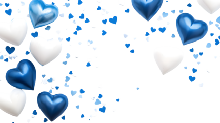 Elegant White and Blue Hearts Isolated on White Background for Romantic Designs