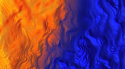 Dynamic abstract waves of orange and blue