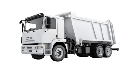 Modern White Garbage Disposal Truck Isolated on White Background
