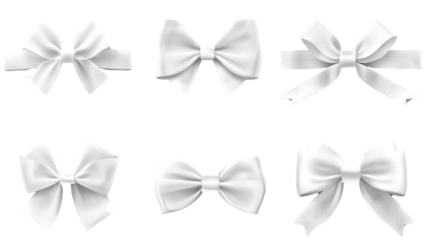 Elegant White Ribbon Bows on Transparent Background for Creative Designs