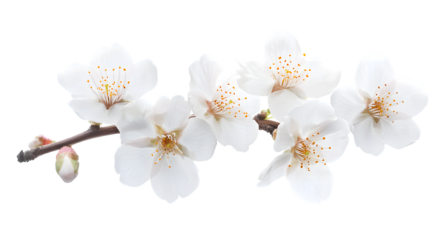 Elegant White Sakura Flower on White Background for Floral Design Projects
