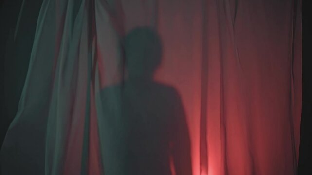 Ombre Rouge derri&egrave;re le Rideau