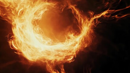 Abstract burning ring of fire, glowing bright with a plasma texture.