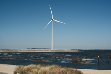 Wind turbine by the sea near the Deltawerk