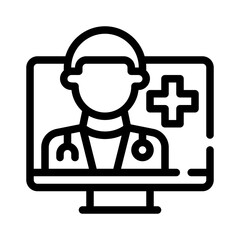 video call doctor line icon