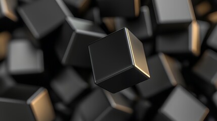 Black Cubes Floating Abstract Background