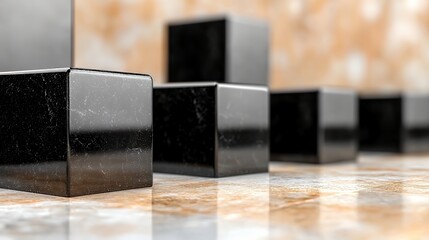Black Cubes on Marble Surface