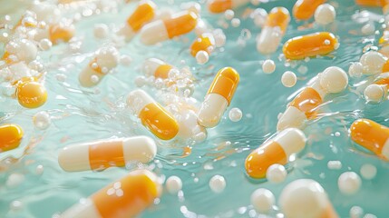 Illustration of microscopic bacteria in a fluid environment, featuring elongated yellow rod-shaped bacteria and smaller spherical shapes.