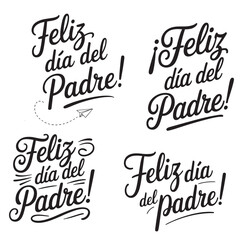 Feliz día del padre lettering collection set or bundle in spanish text phrases Happy father's Day calligraphic greeting card hand drawn vector art print, Tengo a un Super, Papa, Te quiero, Papa Print