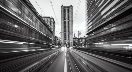Urban transportation scene long exposure